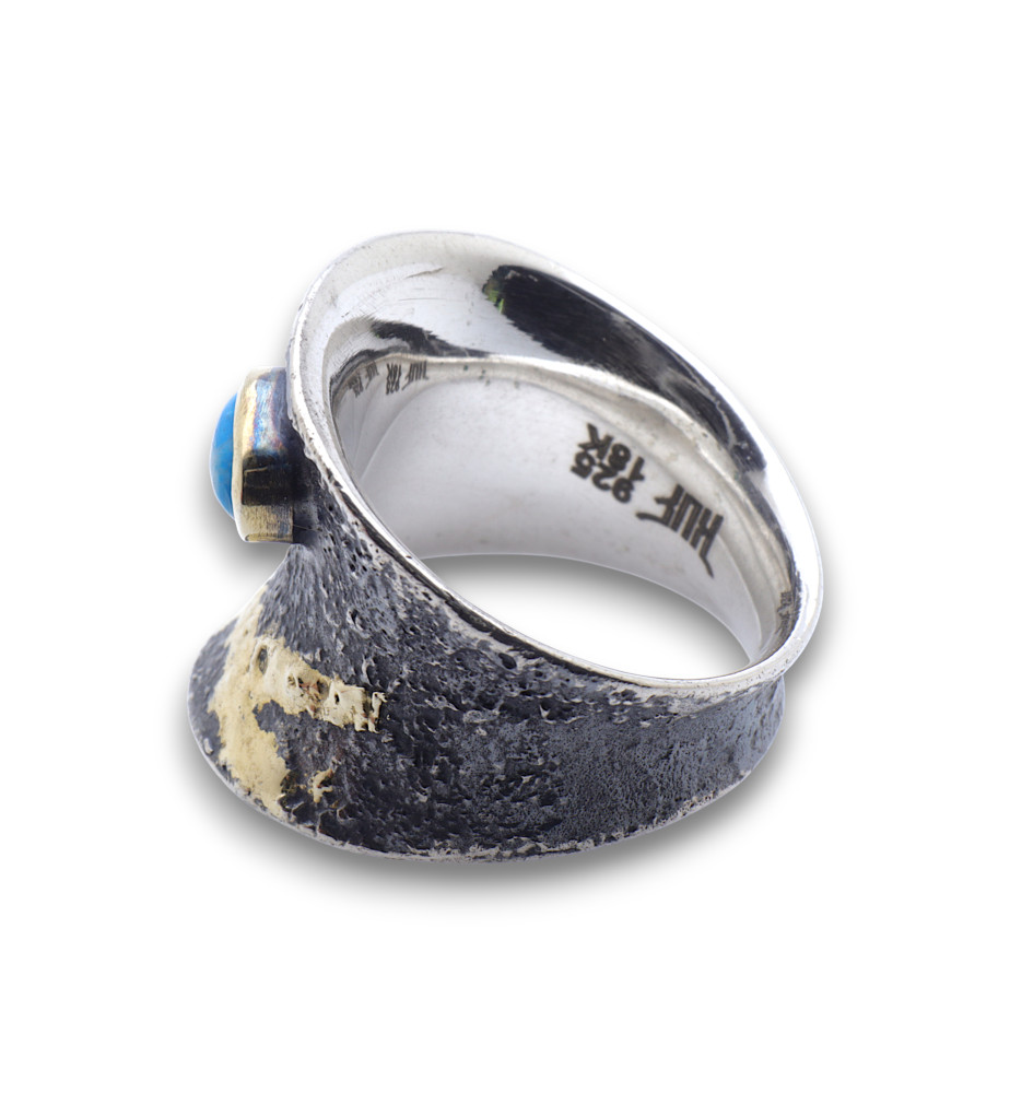 bague turquoise argent et or