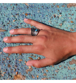 bague turquoise et argent