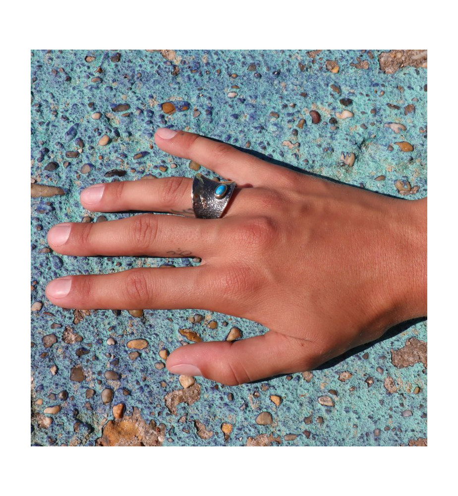 bague turquoise et argent