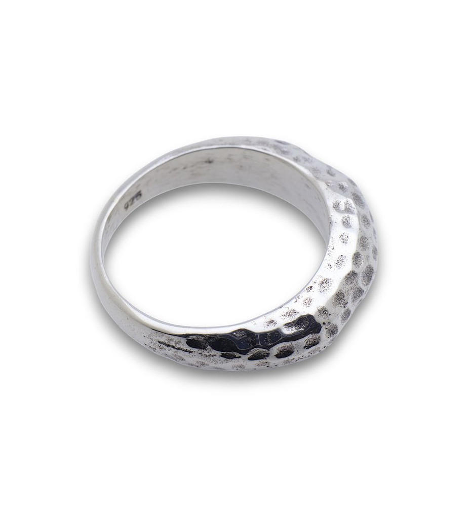anneau martelé argent