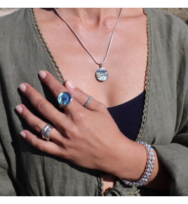 bague anneau argent martele