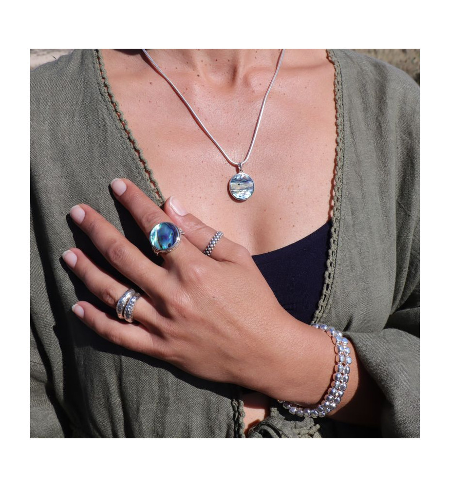 bague anneau argent martele