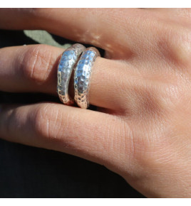 bague argent martelé