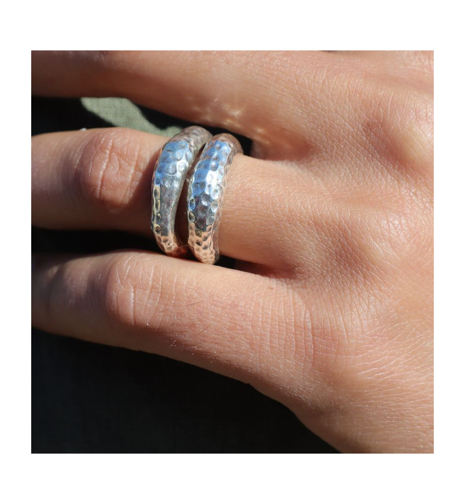 bague argent martelé