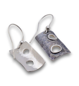 boucle d'oreille rectangle argent