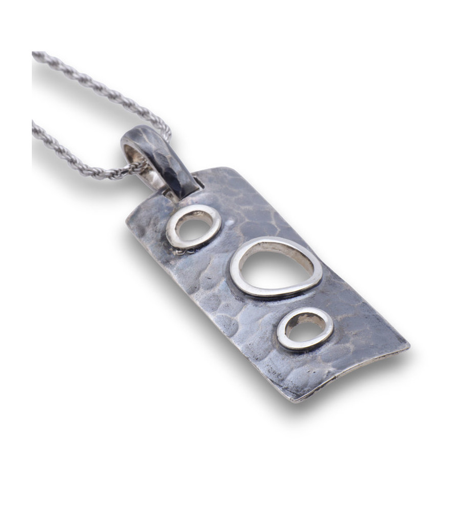 pendentif argent texturé homme