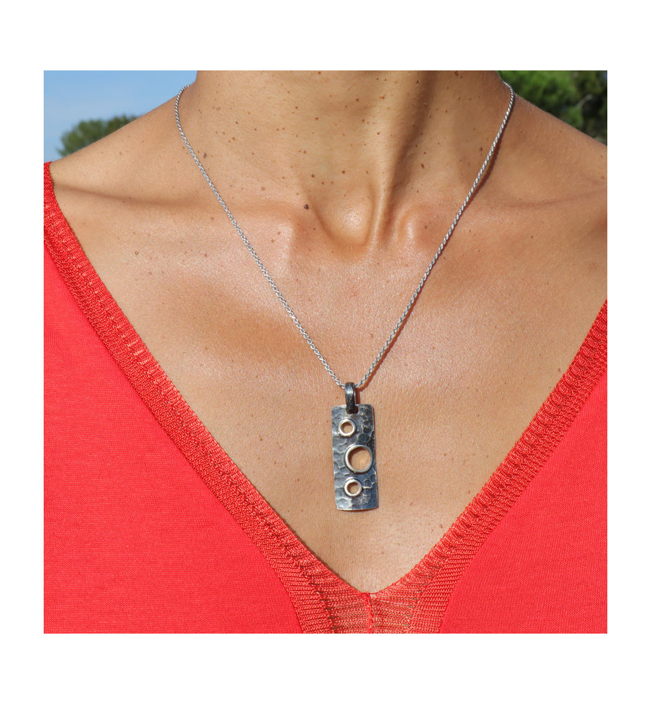 pendentif argent à trous femme