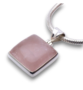 pendentif quartz rose carré