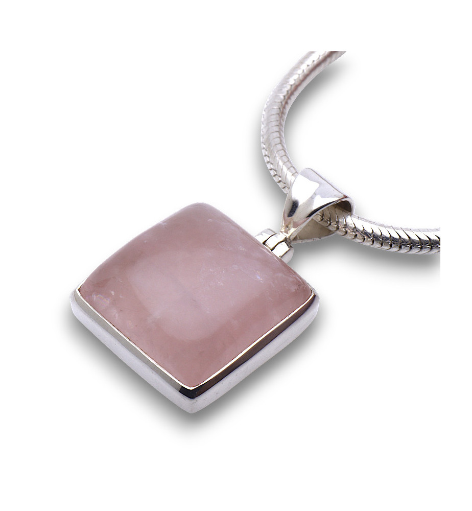 pendentif quartz rose carré