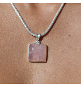 pendentif argent quartz rose