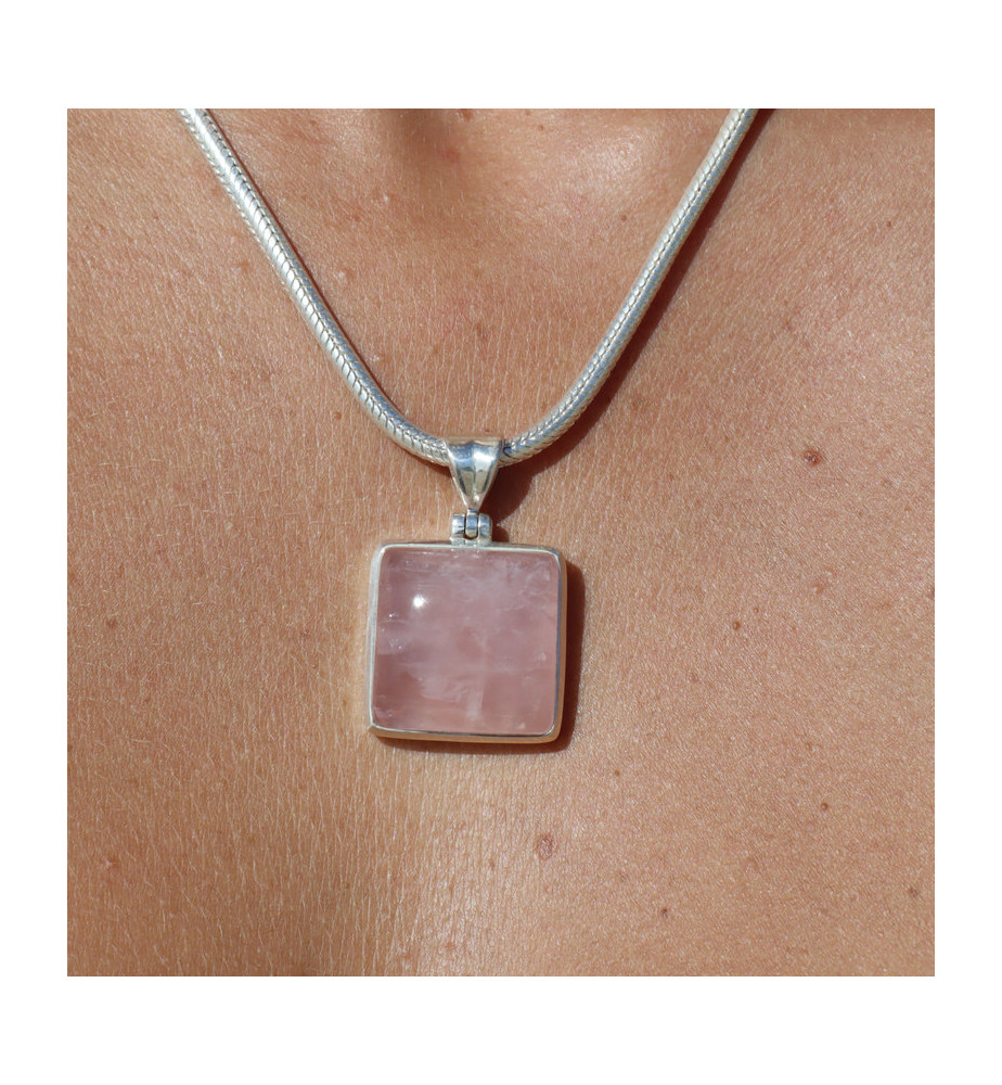 pendentif argent quartz rose