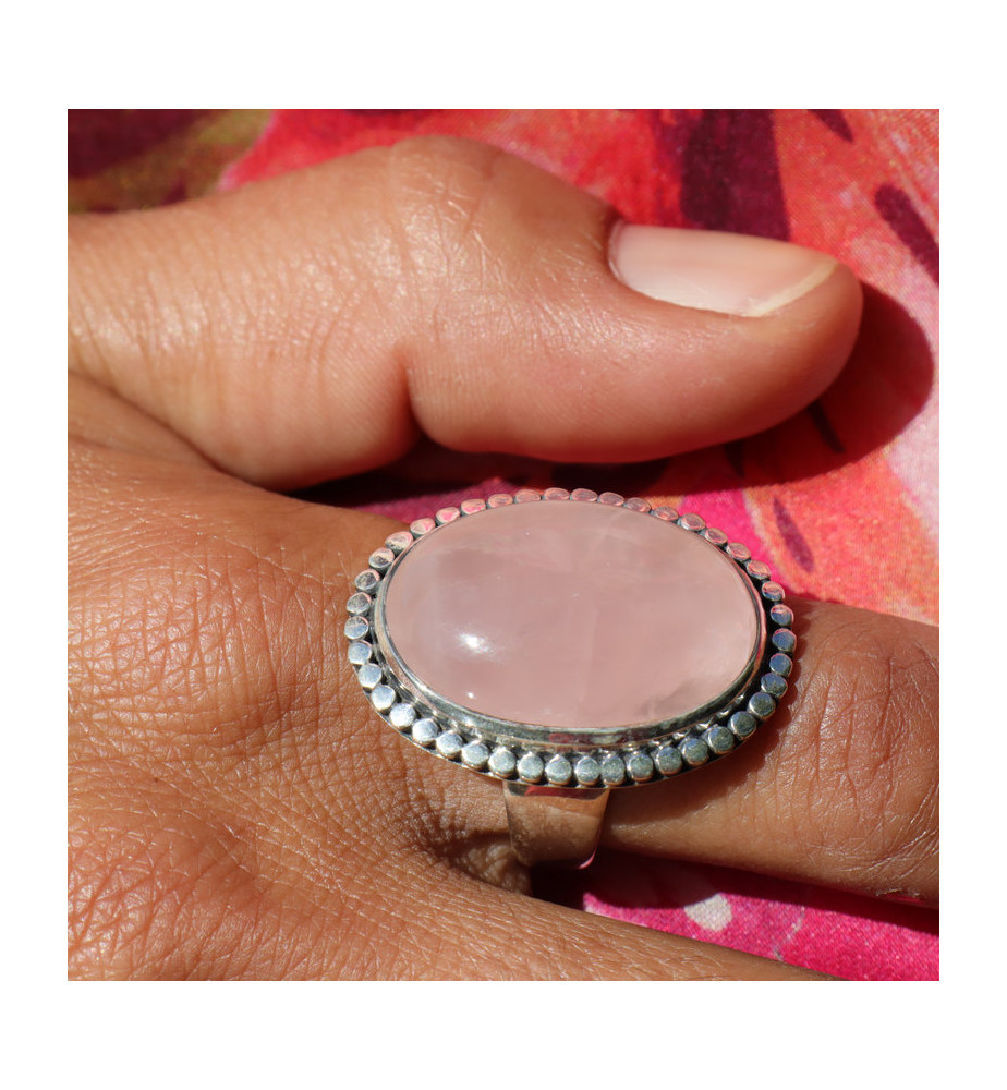 quartz rose bague
