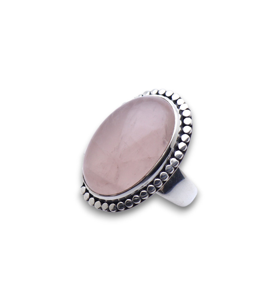 bague quartz rose argent