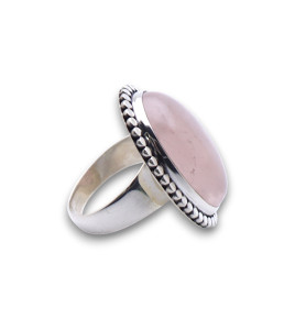 bague argent pierre rose