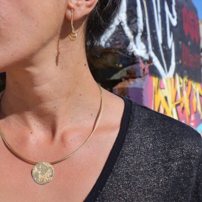 pendentif argent texturé