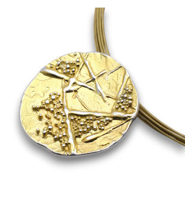 pendentif argent texturé doré