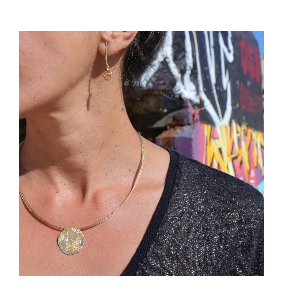 puces oreilles argent et or pendantes