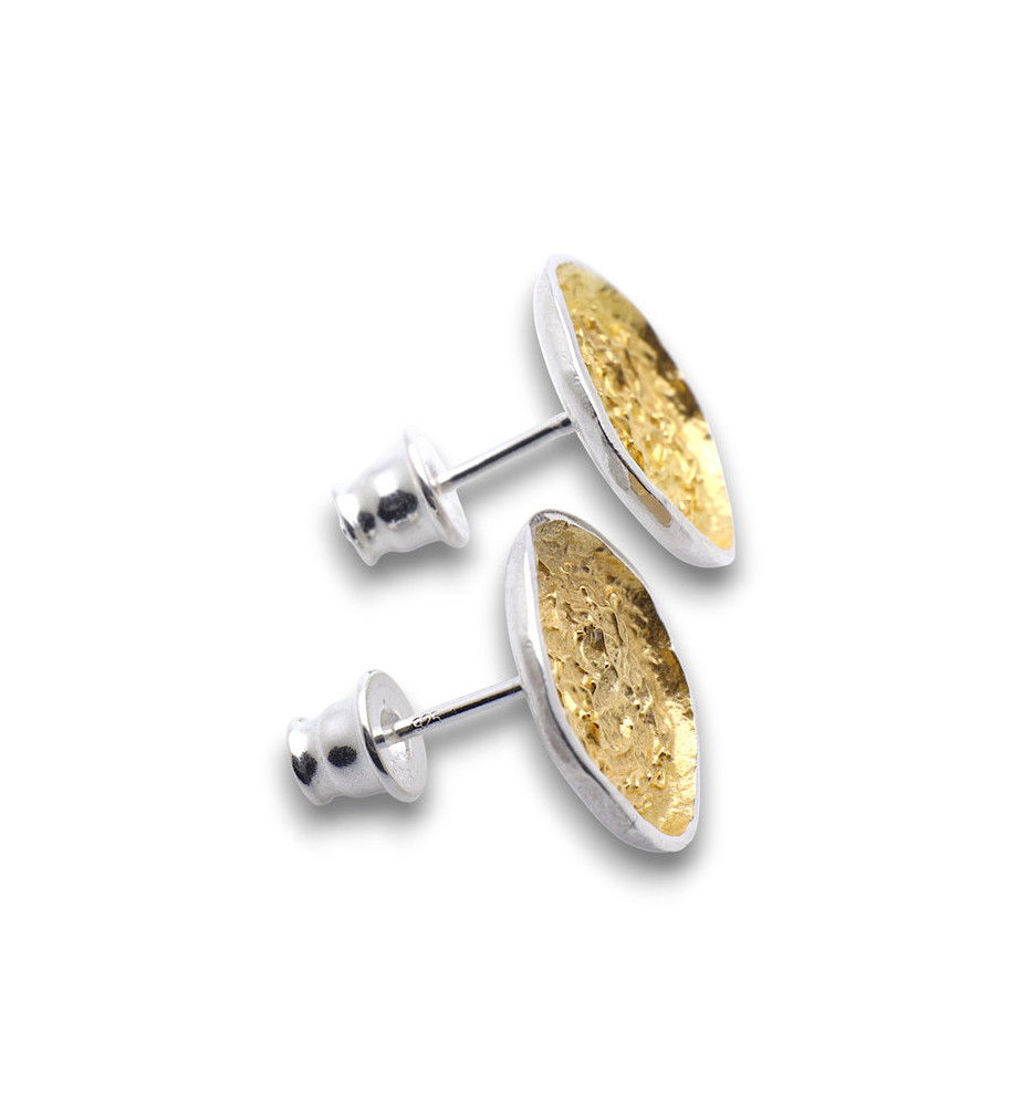 boucles d'oreilles puces rondes et dorées