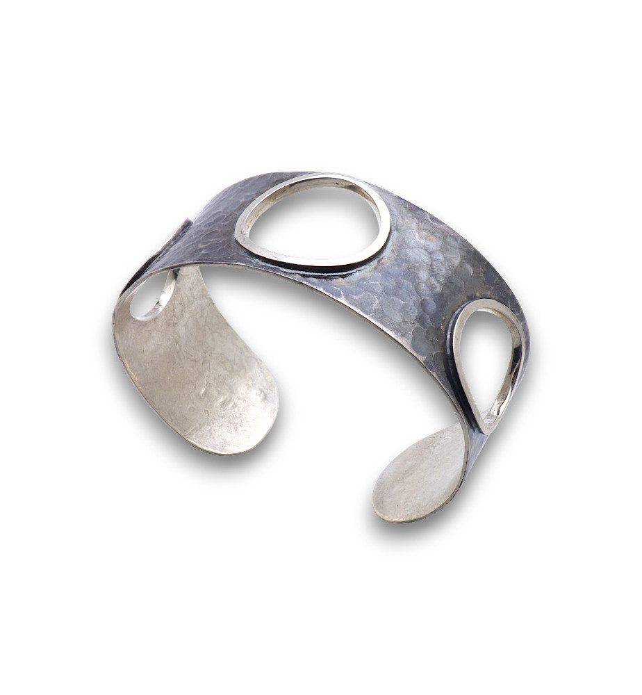 manchette argent martelé