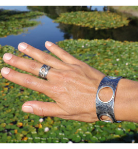 manchette argent martelé