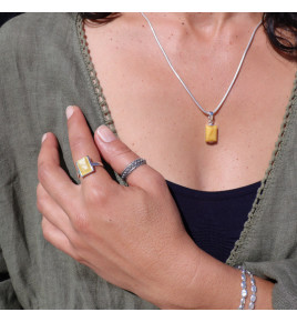 pendentif argent ambre