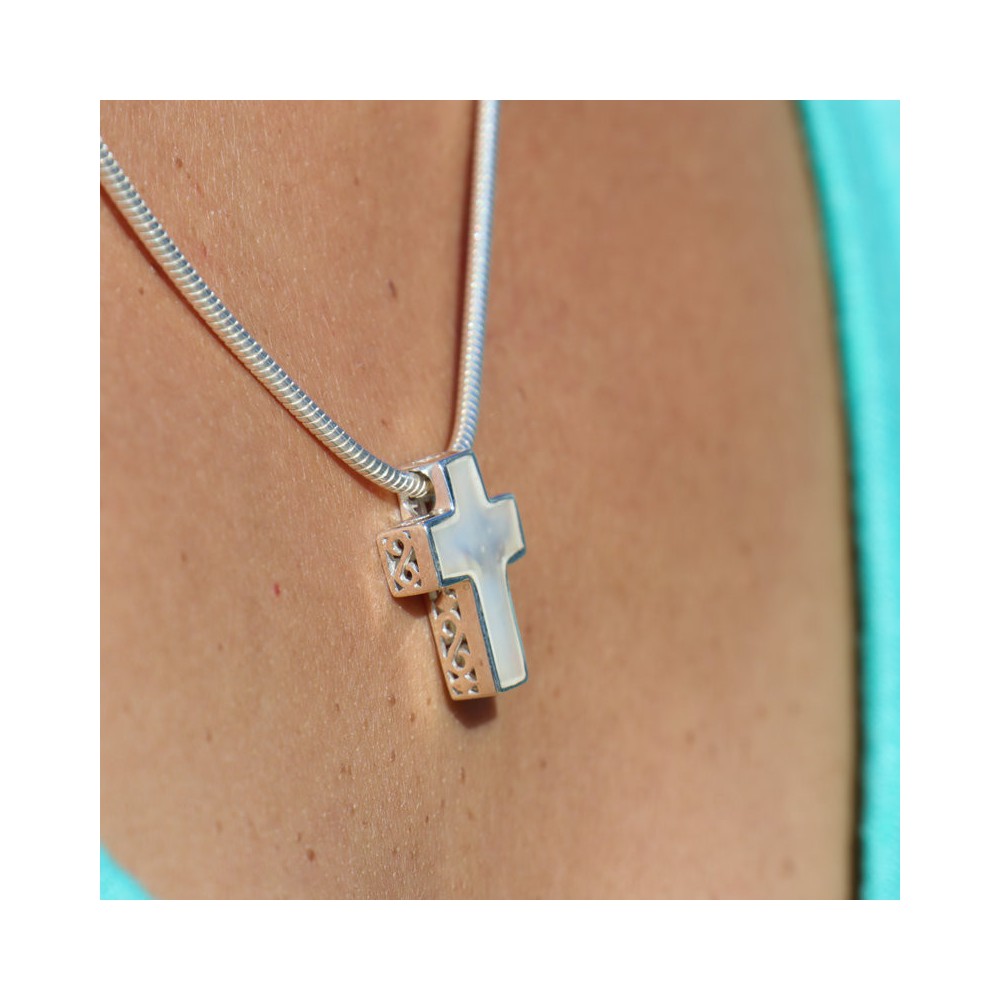 nacre blanche pendentif argent