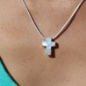 nacre blanche pendentif argent croix femme