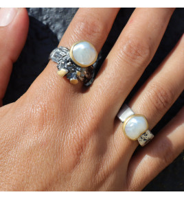 bague argent nacre
