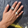 bague nacre argent et or