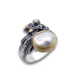 bague argent et or plus nacre