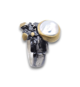 bague creation argent nacre femme