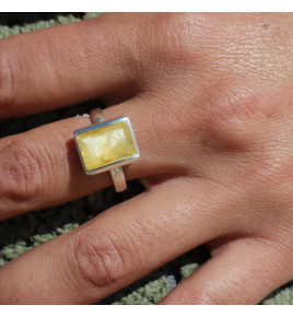 bague argent ambre jaune femme