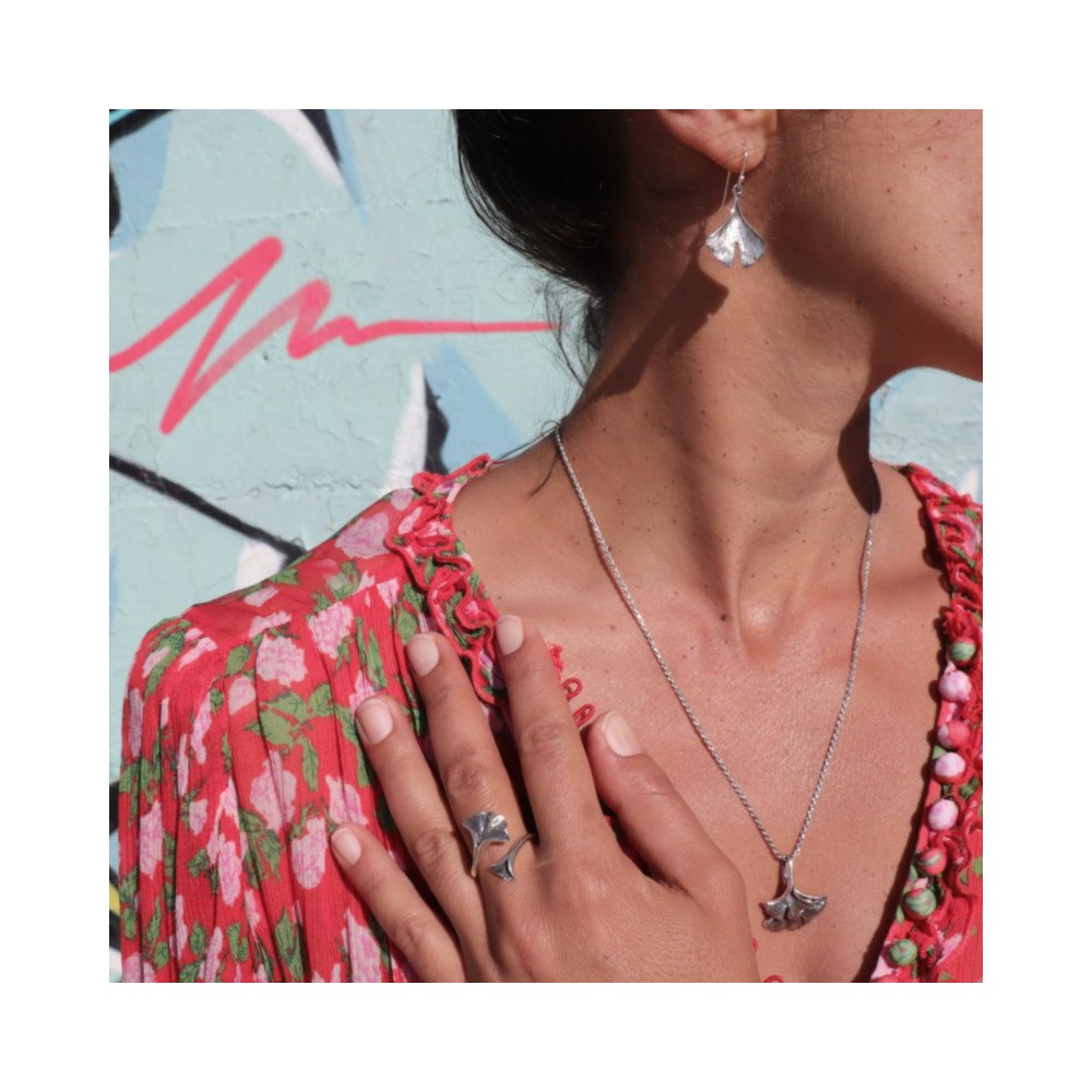 pendentif en argent feuille de ginkgo