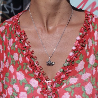 pendentif en argent feuille de gingko