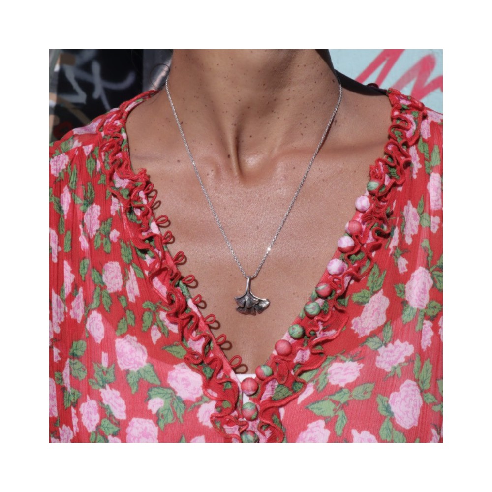 pendentif en argent feuille de gingko