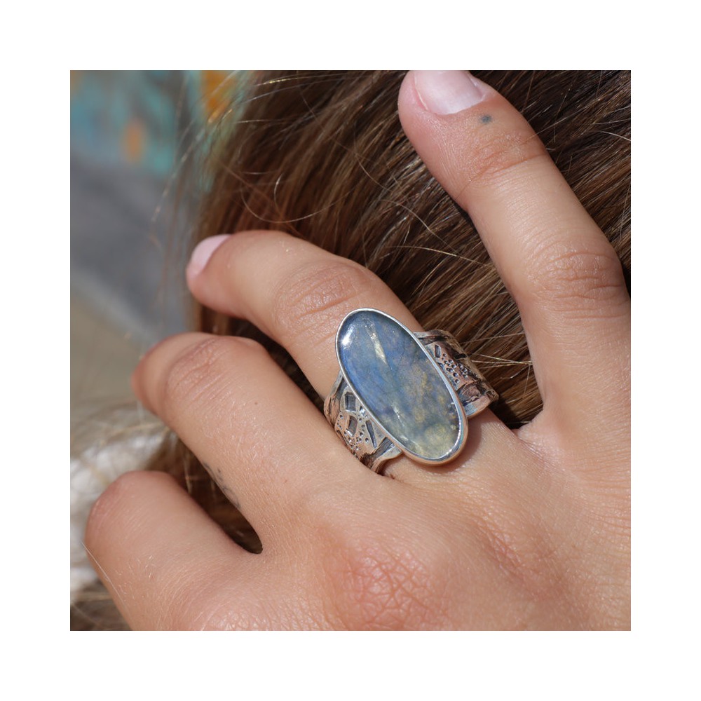 bague argent avec labradorite