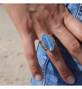 bague labradorite de createur