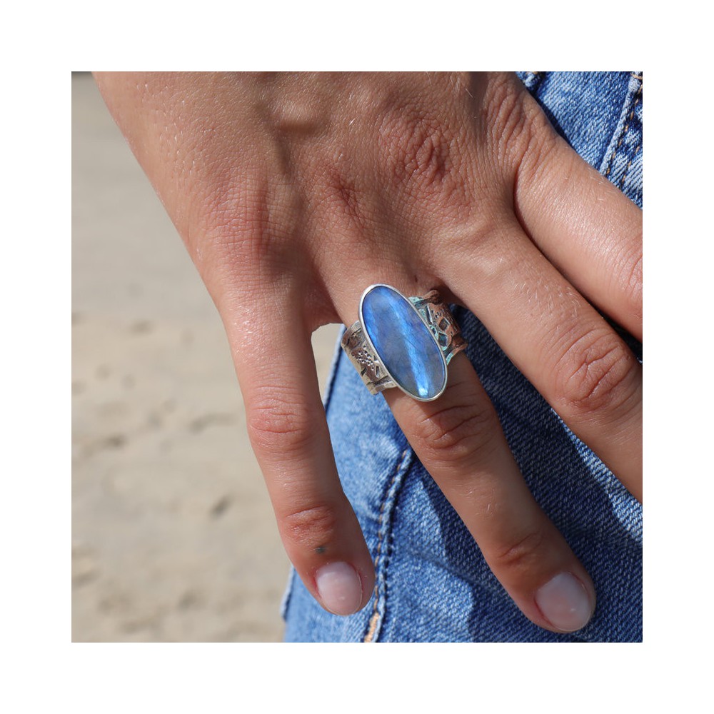 bague labradorite bleue
