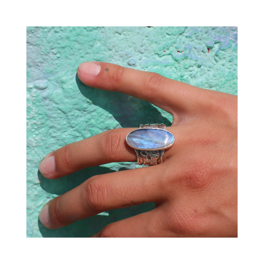 labradorite bague argent