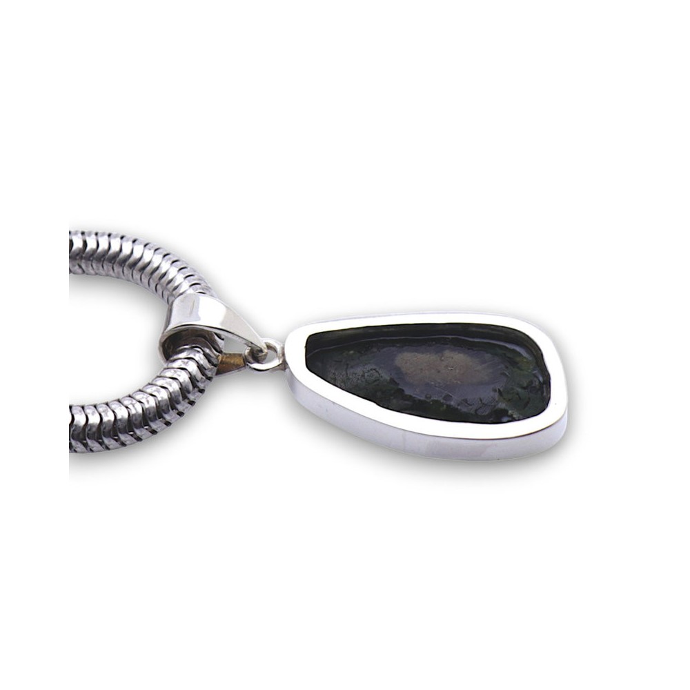 Pendentif en argent 925 serti d'une géode Tabasco naturelle