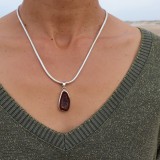 Pendentif en argent 925 serti d'une géode Tabasco naturelle