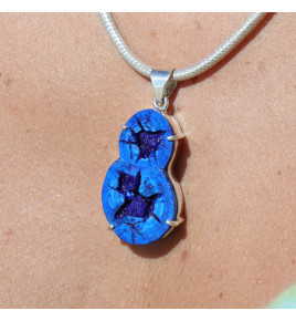 pendentif argent azurite bleue