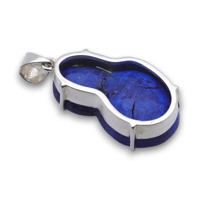 pendentif argent pierre bleue brute