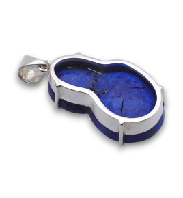 pendentif argent pierre bleue brute