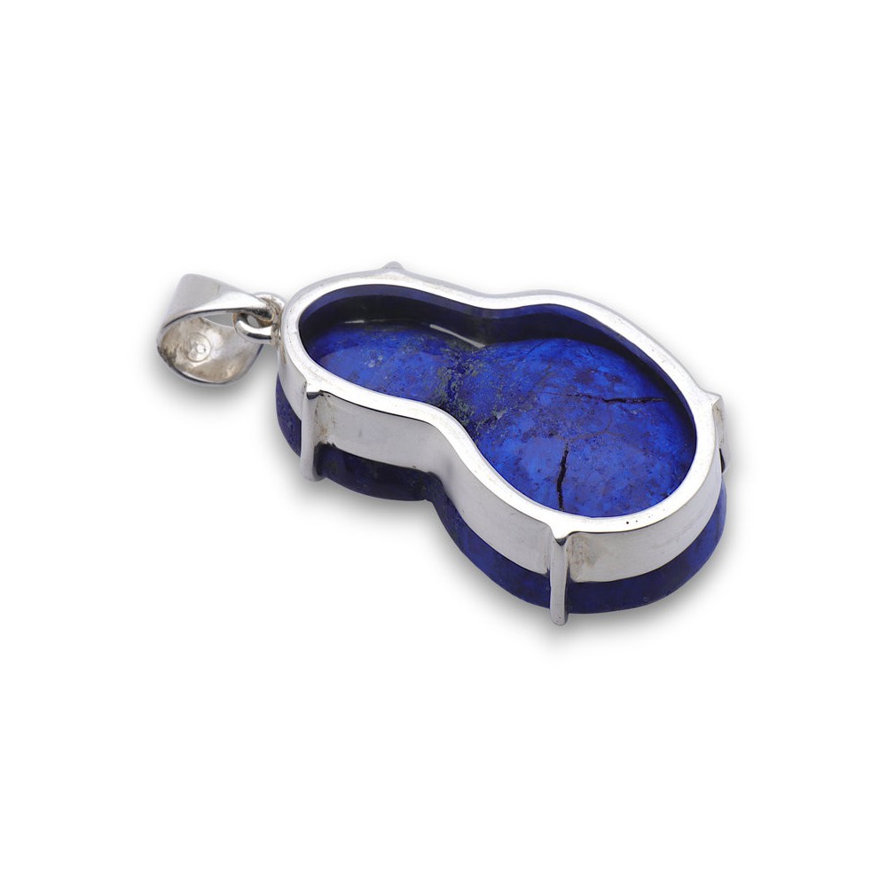 pendentif argent pierre bleue brute