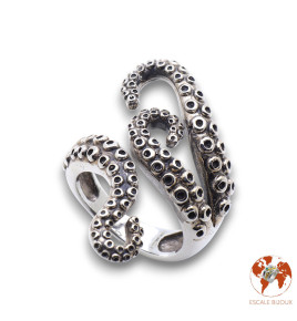 bague argent ouverte motif pieuvre