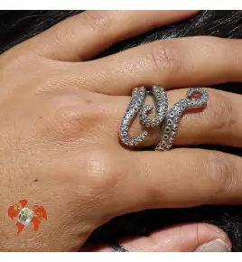 bague argent ouverte motif pieuvre