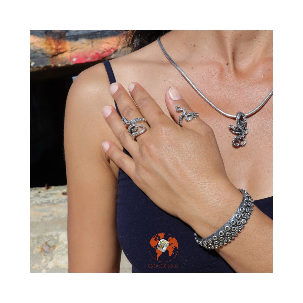 pendentif argent pieuvre femme