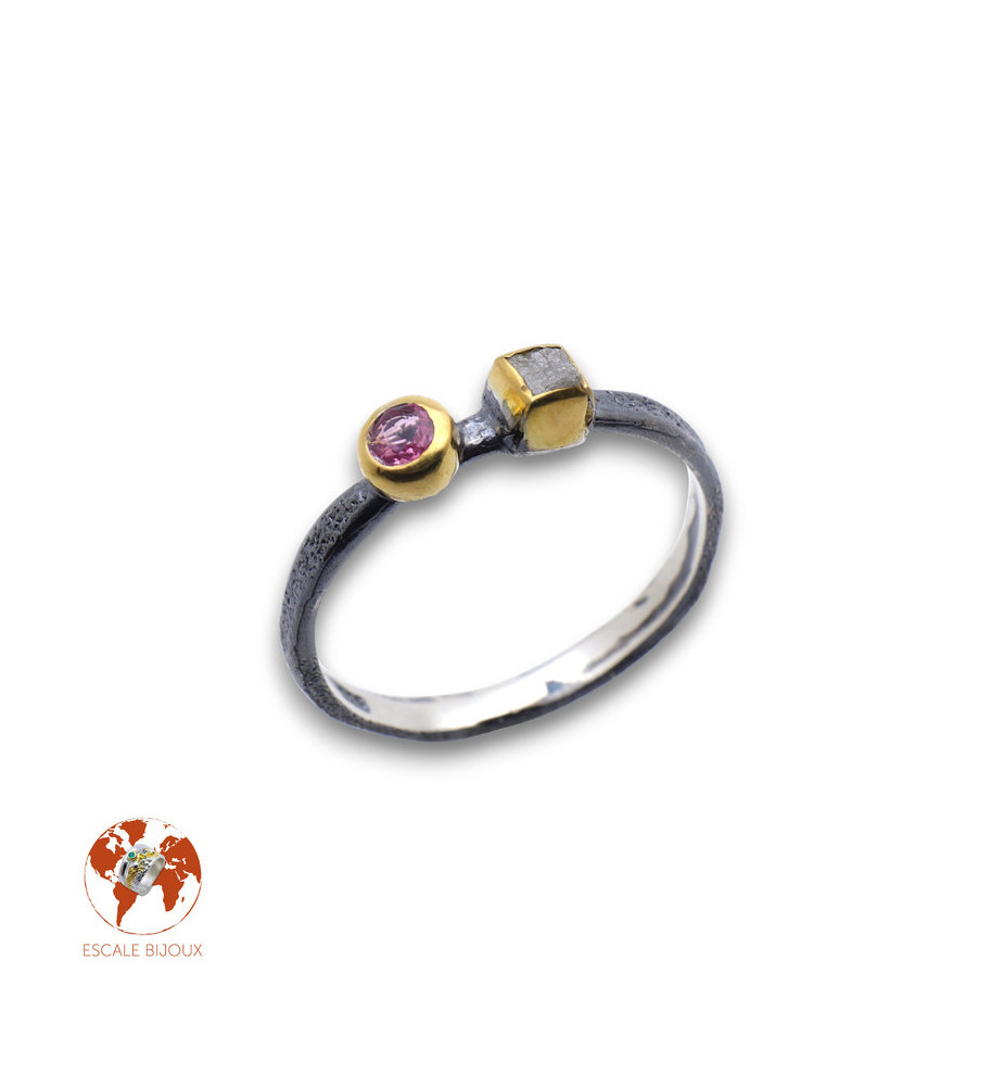 bague diamant et tourmaline