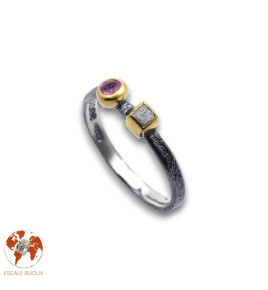 bague argent tourmaline rose